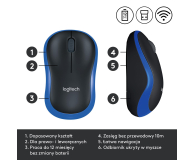 LOGITECH bezprzewodowa M185 910-002236 (optyczna; 1000 DPI; kolor niebieski) - 69076 - zdjęcie 7